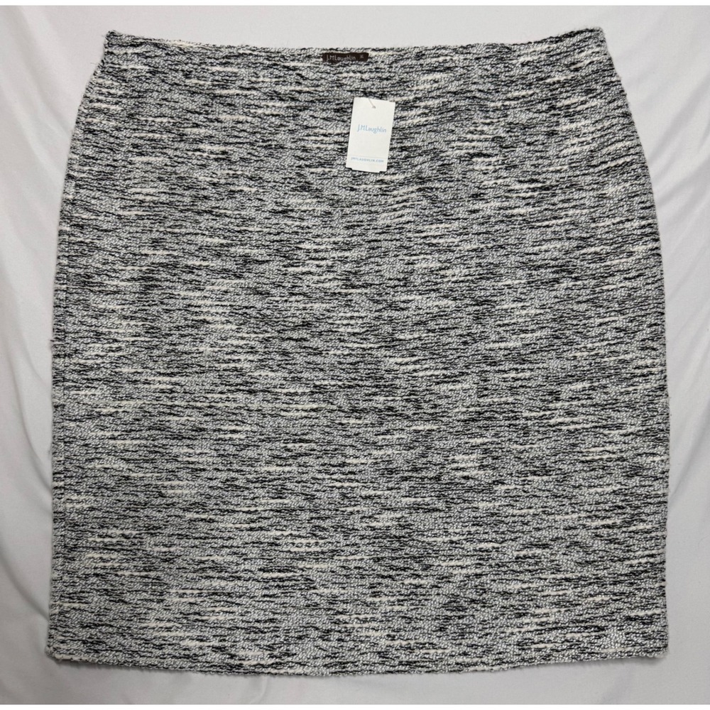NWT J. McLaughlin Womens XL Black White Marled Metallic Lurex Knit Pencil Skirt